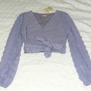 Tags on! Purple crop with cute tie across the front. PRICE NEGOTIABLE